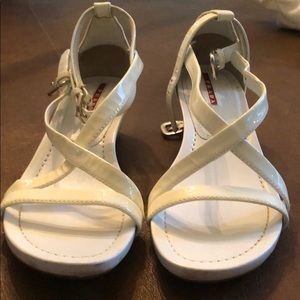 White Patent Prada sandals
